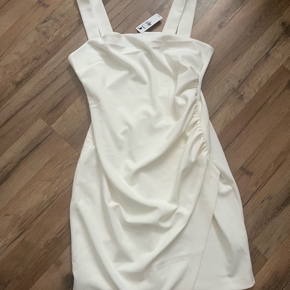 Express White Ruched Sheath Mini Dress